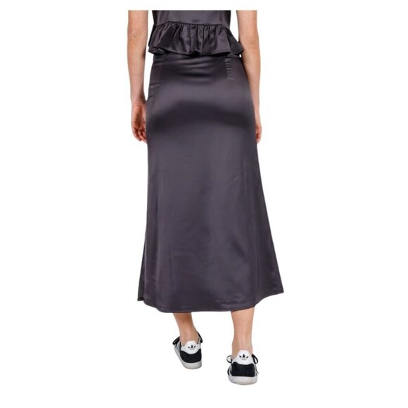 NEW Brunette the Label Satin Maxi Skirt | Charcoal - Picture 3 of 5